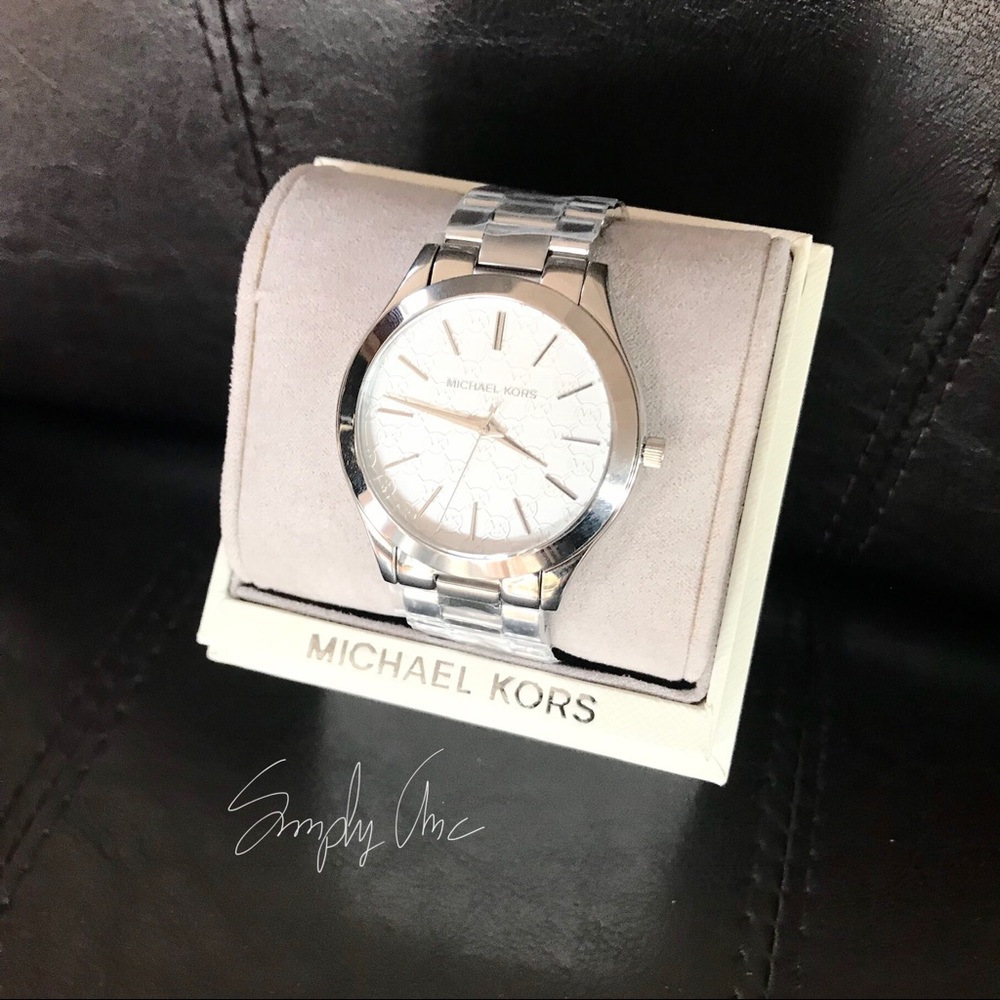 New authentic MK silver tone slim Runaway watch - Picture 2 of 6